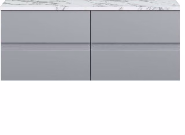 Balterley Mavesyn 4 Drawer Wall Hung Vanity Unit, Satin Grey, Width: 120 cm