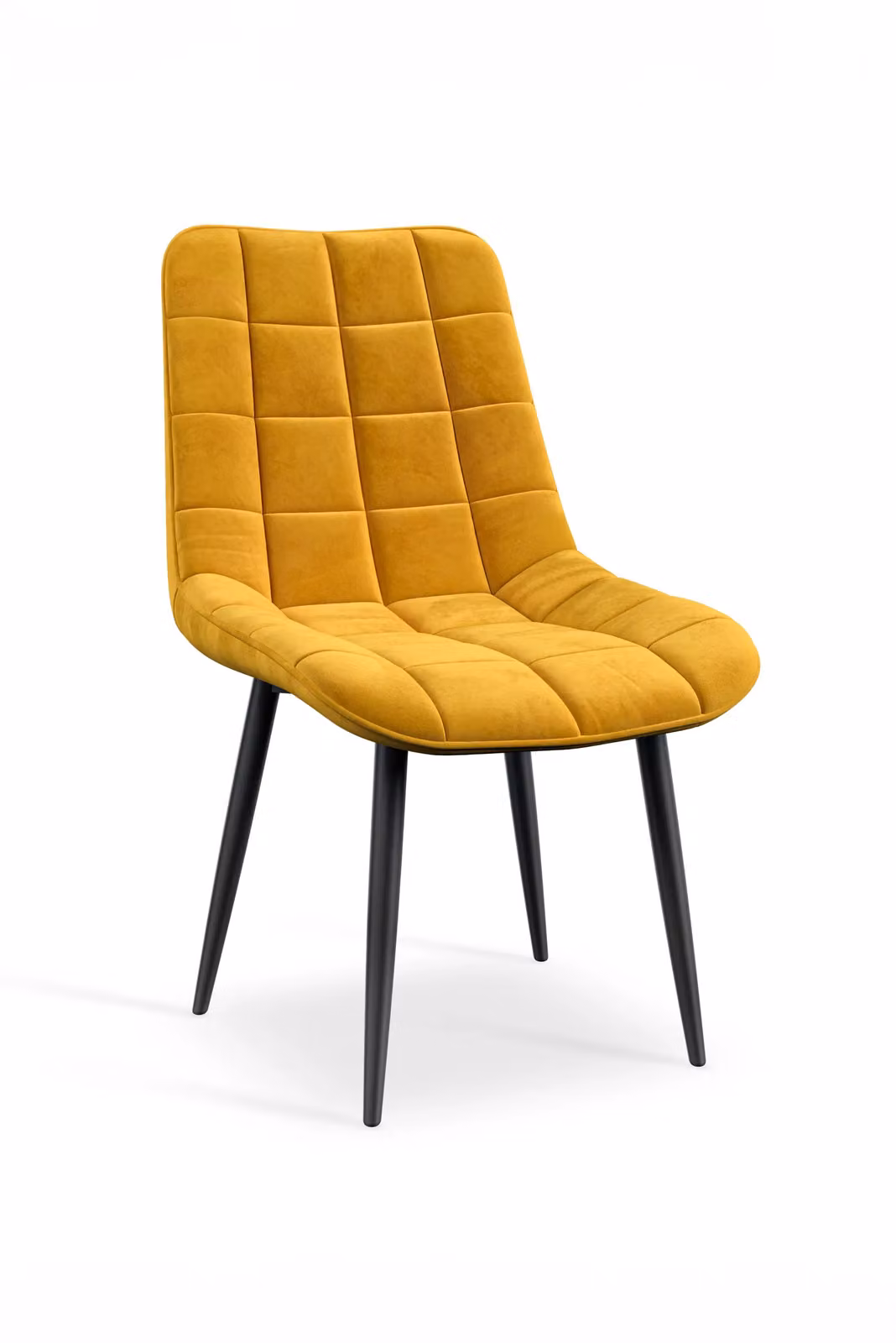 More4Homes Set of 4 Nova Modern Velvet Dining Chairs with Metal Legs in Yellow – 2