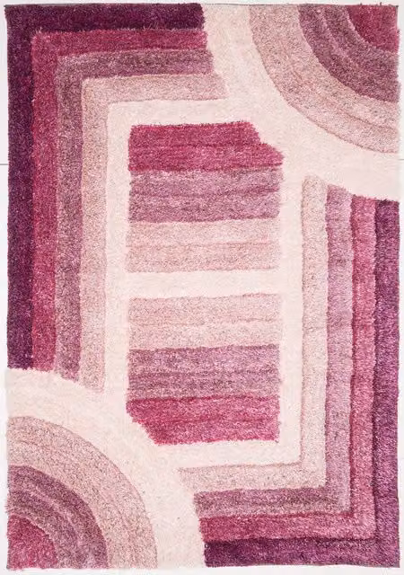 Rugstyle 3D Shaggy Trellis Geometric Rectangular Rug in Purple, W: 160 cm, D: 230 cm