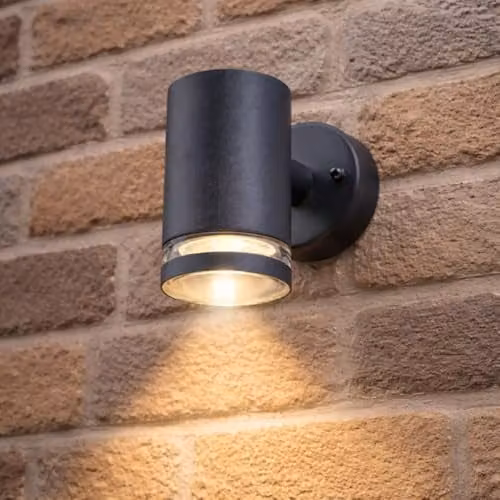CGC Lighting Modern Cylinder Outdoor Wall Light, Up and Down Mounted, Grey Aluminium, GU10