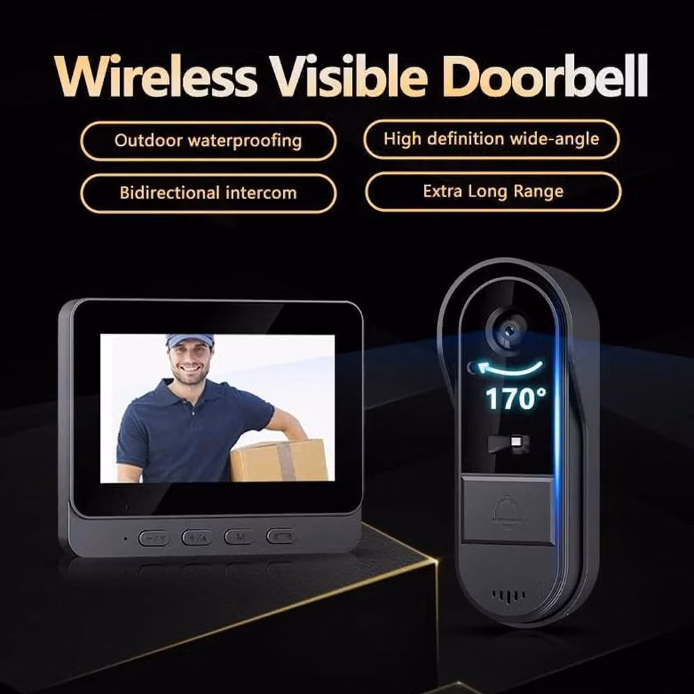 NESTLUNE 1080P 4.3 inch Wireless Smart Visual Intercom Video Doorbell in Black – 6
