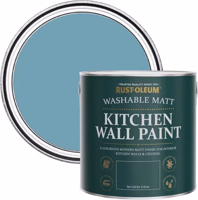 Rust-Oleum Blue Matt Kitchen Wall Paint, Mould Resistant, 2.5L
