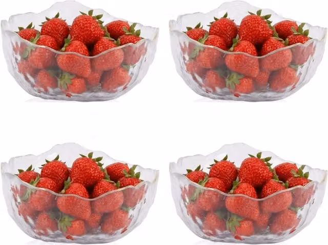 Eden & Willow Gold Rim Hammered Glass Serving Bowls, Small, 4 Pieces, Transparent – 1
