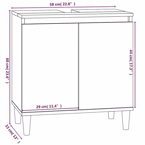 vidaXL Freestanding Bathroom Sink Cabinet in Brown Engineered Wood, W/D/H: 58 x 33 x 60 cm – 3