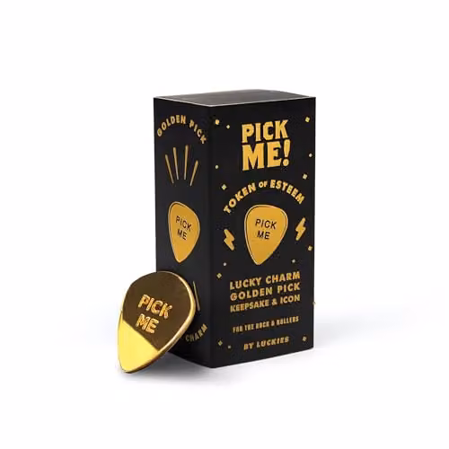 Suck UK Pick Me Gold Plectrum Lucky Charm Metal Tabletop Ornament – 5