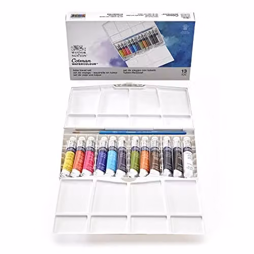 Winsor & Newton Cotman Watercolour Travel Set, Multicolour, 13 x 8ml Tubes and 21.5 x 13 x 8ml Tubes – 1