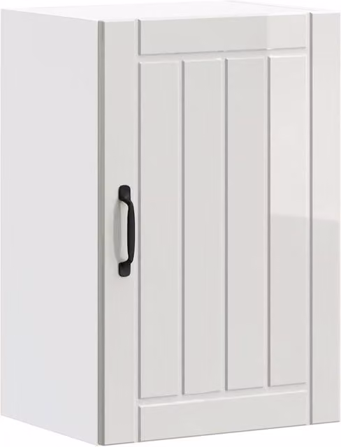 Berkfield Home Lucca High Gloss White Kitchen Wall Cabinet with Glass Doors