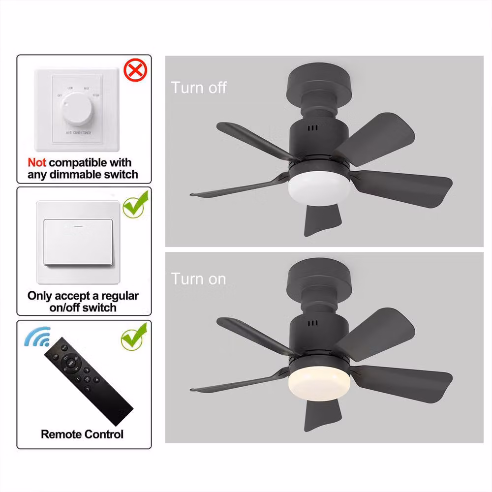 NIVOR E27 Socket LED Ceiling Fan Light in Black, Dimmable with Remote Control and 3 CCT, Diameter: 45 cm – 5