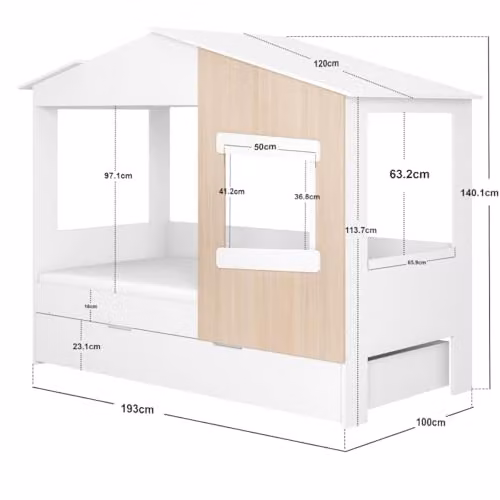 Flair Furnishings Dreamland House Bed with Trundle in White and Oak – 2