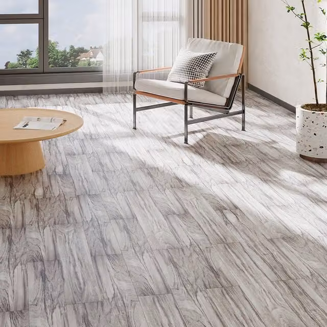 Lifeideas Set of 36 Self Adhesive Wood Look PVC Flooring Planks in Silver Grey