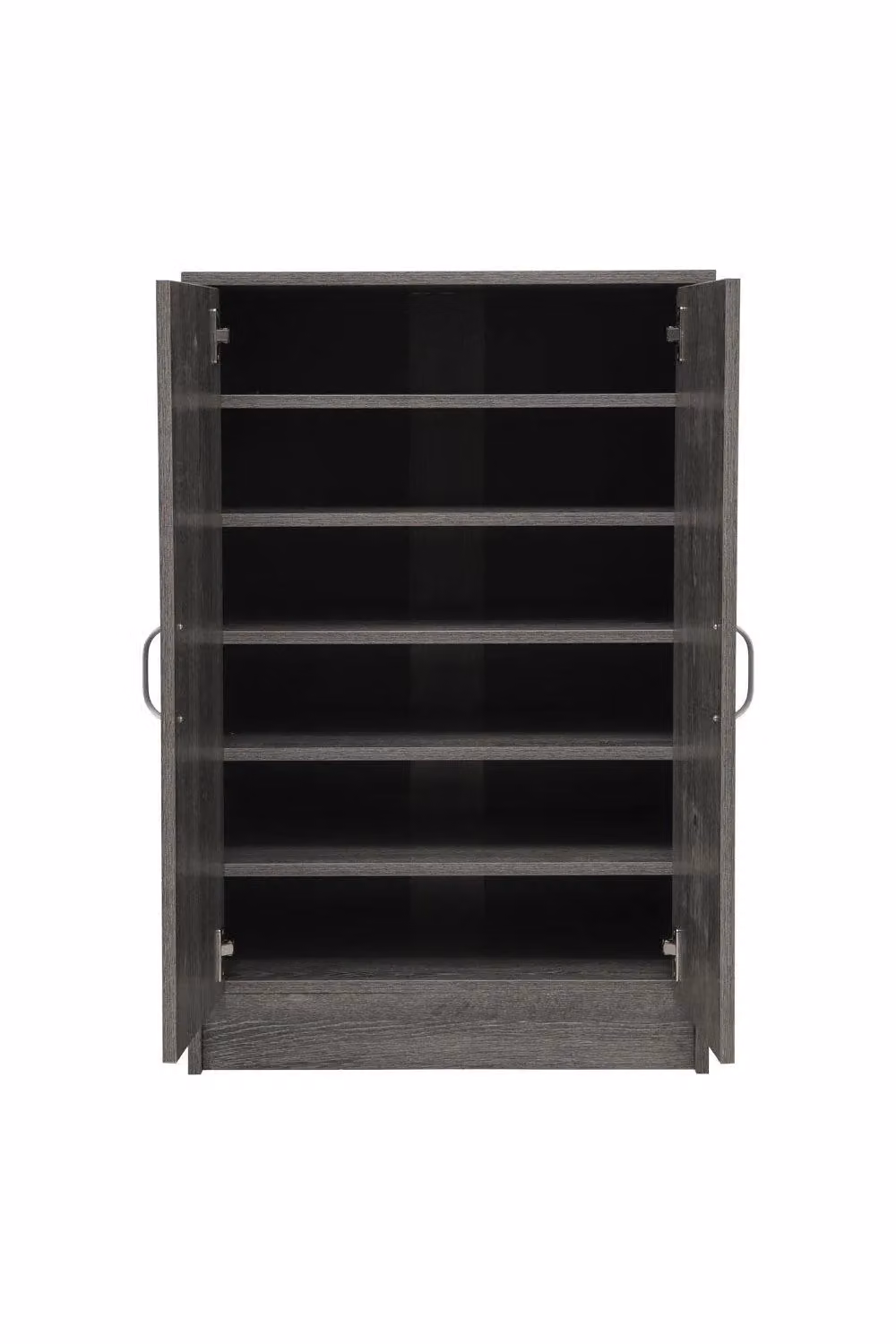 H&O Direct 6-Layer Grey Wood Grain Shoe Cabinet with Hinged Doors and Internal Shelves – 2