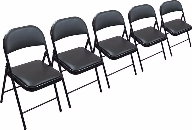 TekBox Set of 5 Folding Faux Leather Dining Chairs in Black