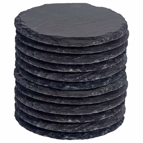 Argon Tableware Round Black Slate Coasters, Set of 12, Diameter: 10 cm – 1