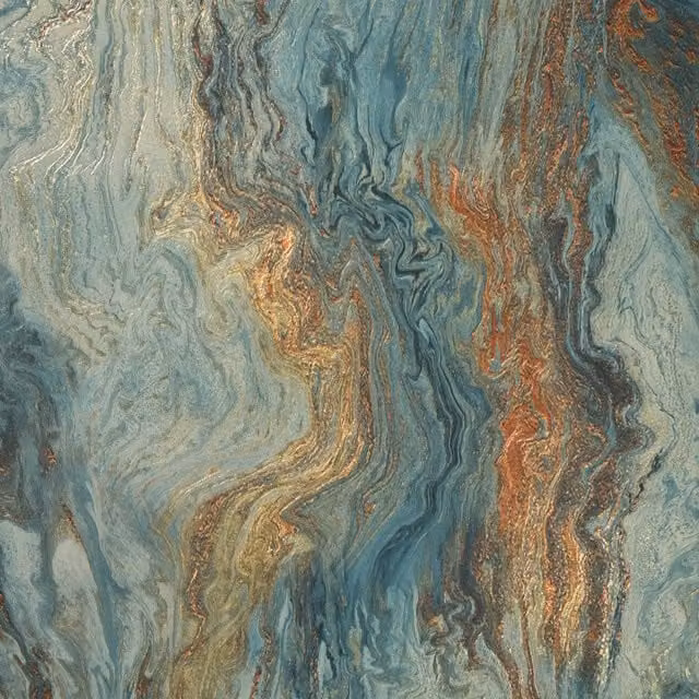 I Love Wallpaper Etna Metallic Abstract Wallpaper in Blue and Gold