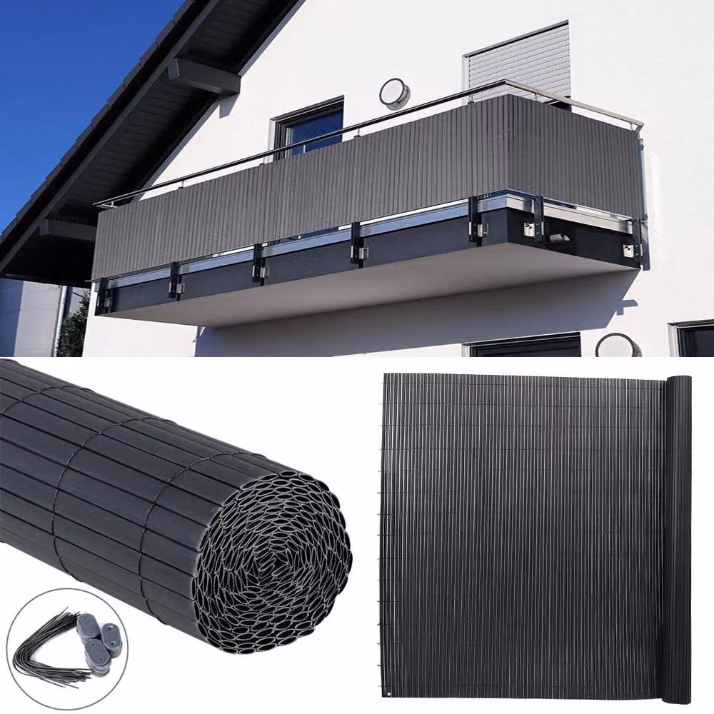 Living and Home Dark Grey PVC Opaque Privacy Garden Fence Mat, W: 300 cm, H: 100 cm – 3