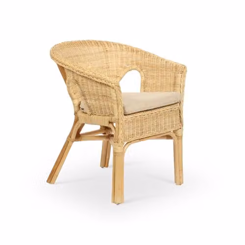 Desser & Company Limited Small Wicker Loom Chair in Natural with Cloud Cushion, H 72 cm x W 60 cm x D 60 cm