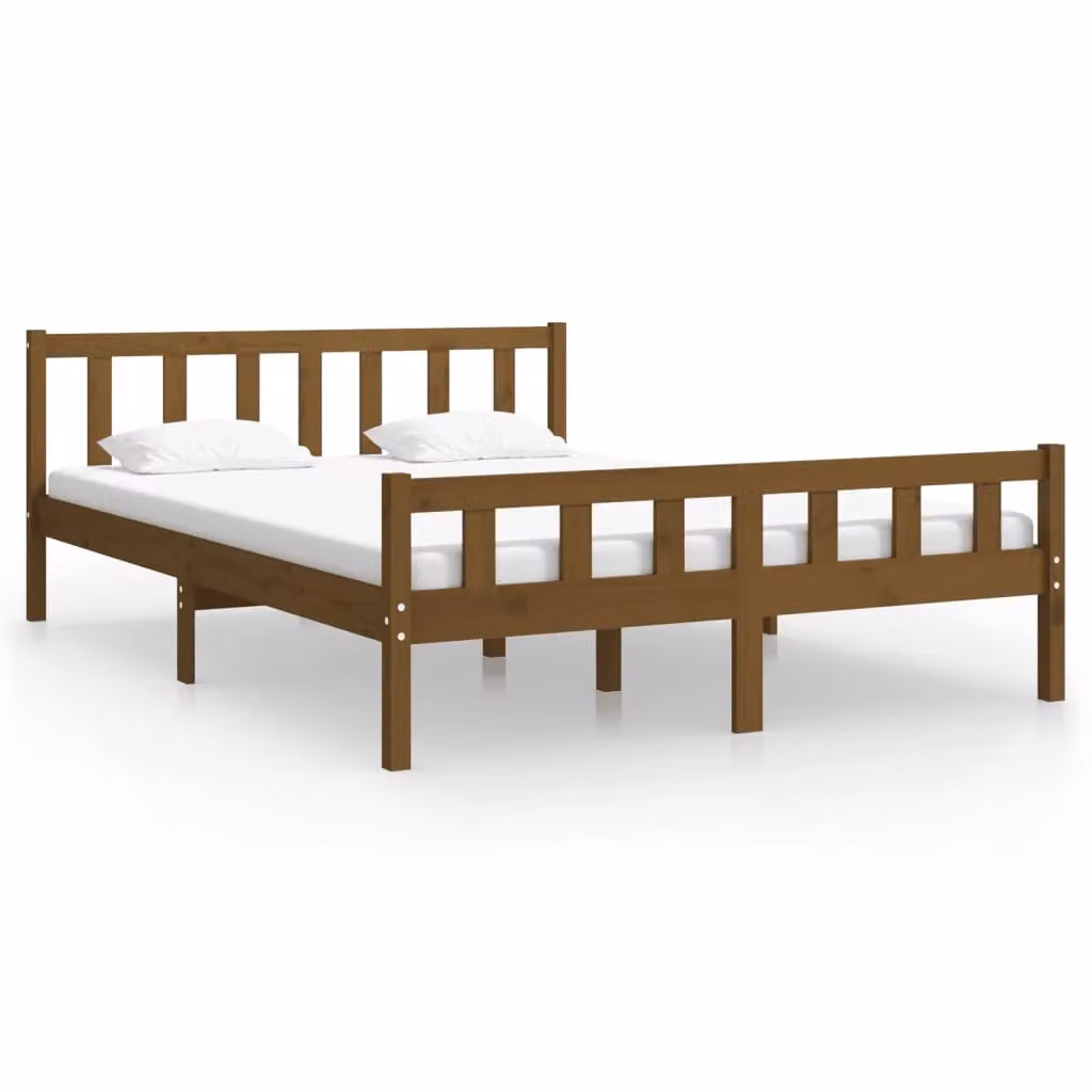 Berkfield Home Small Double Bed Frame in Honey Brown Solid Pine Wood, W/D/H: 120 x 200 cm – 2