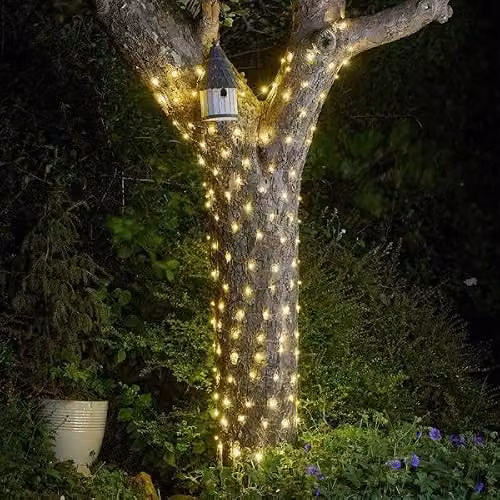 Smart Garden Products Ultra Solar Powered Firefly LED String Lights with 200 Warm White LEDs and Dusk Sensor – 3