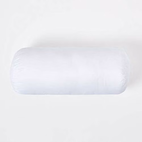 Homescapes White Microfibre Bolster Cushion Pad Insert, W/D/H: 30 x 18 x 1 cm