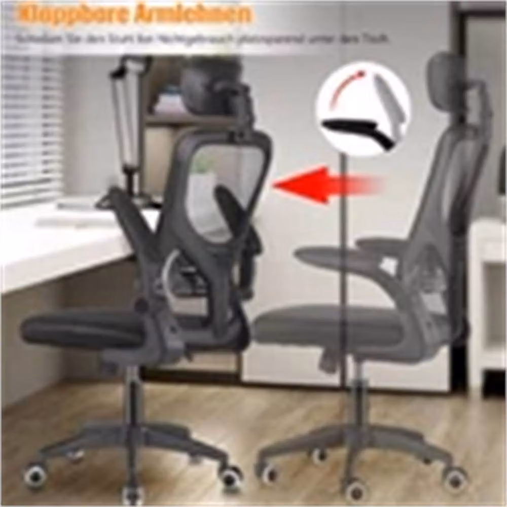 Nordara Black Mesh Swivel Task Chair with Headrest and Armrests – 3