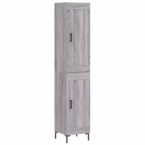 vidaXL Highboard in Grey Sonoma, Modern Freestanding Cabinet with Hinged Doors, W/D/H: 34.5 x 34 x 180 cm