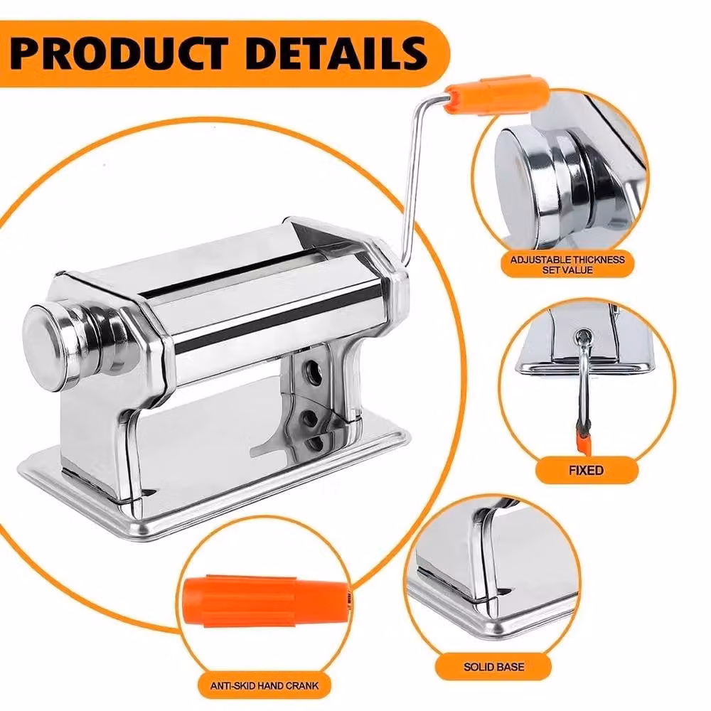 VOGREX 6-Setting Pasta Maker Roller and Cutter in Silver – 4