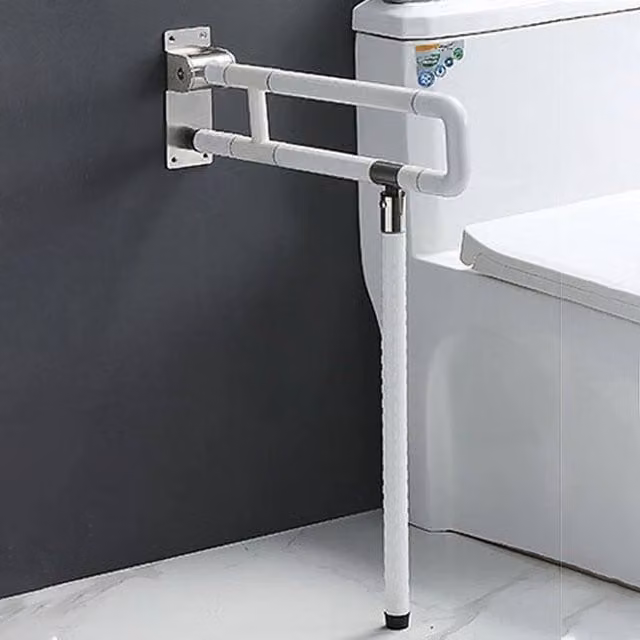 EONLION 2 Pack Foldable White Safety Grab Bar with Non-Slip Grip and Stainless Steel Construction