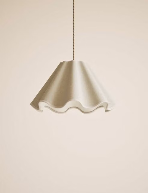 M&S Pink Fabric Wave Scallop Cone Lampshade