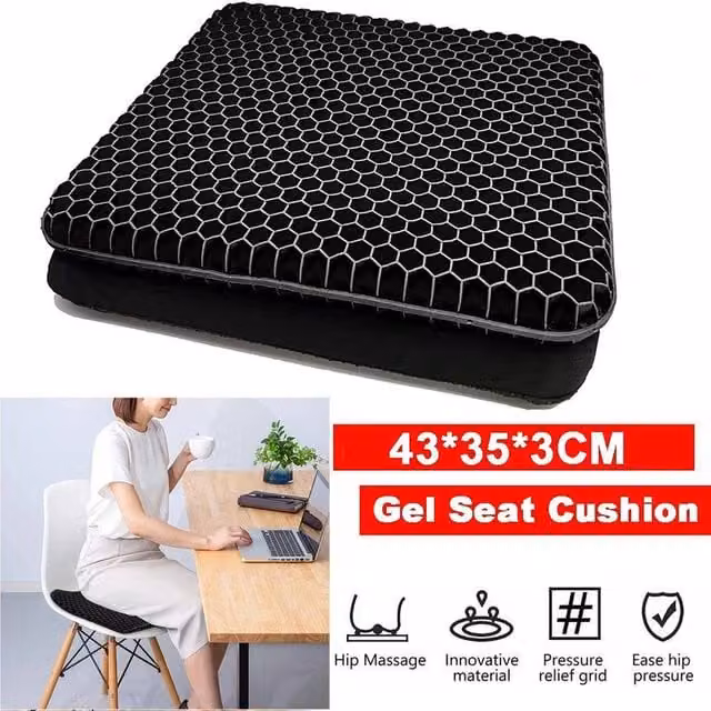 NESTLUNE Orthopaedic Gel Foam Seat Cushion in Black, W/D: 120 x 135 cm – 1