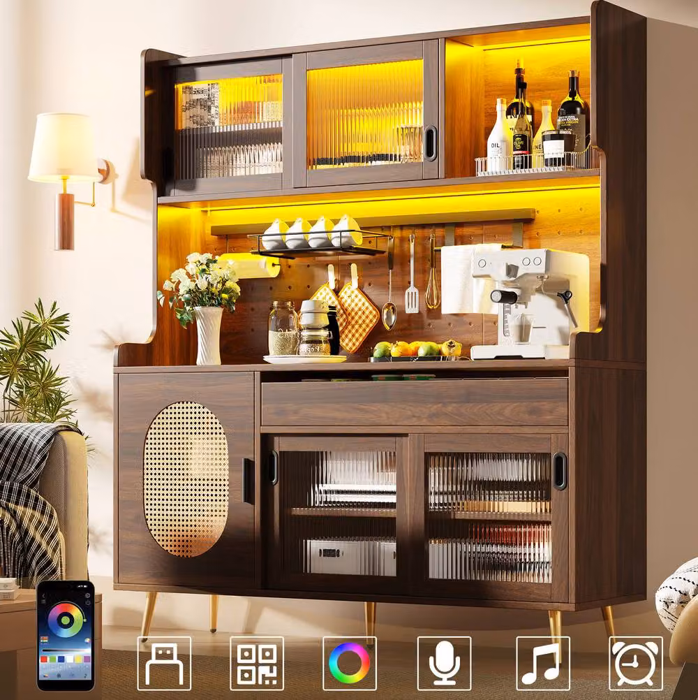STILVORA Brown Sideboard with Integrated LED Lighting and Storage – 2
