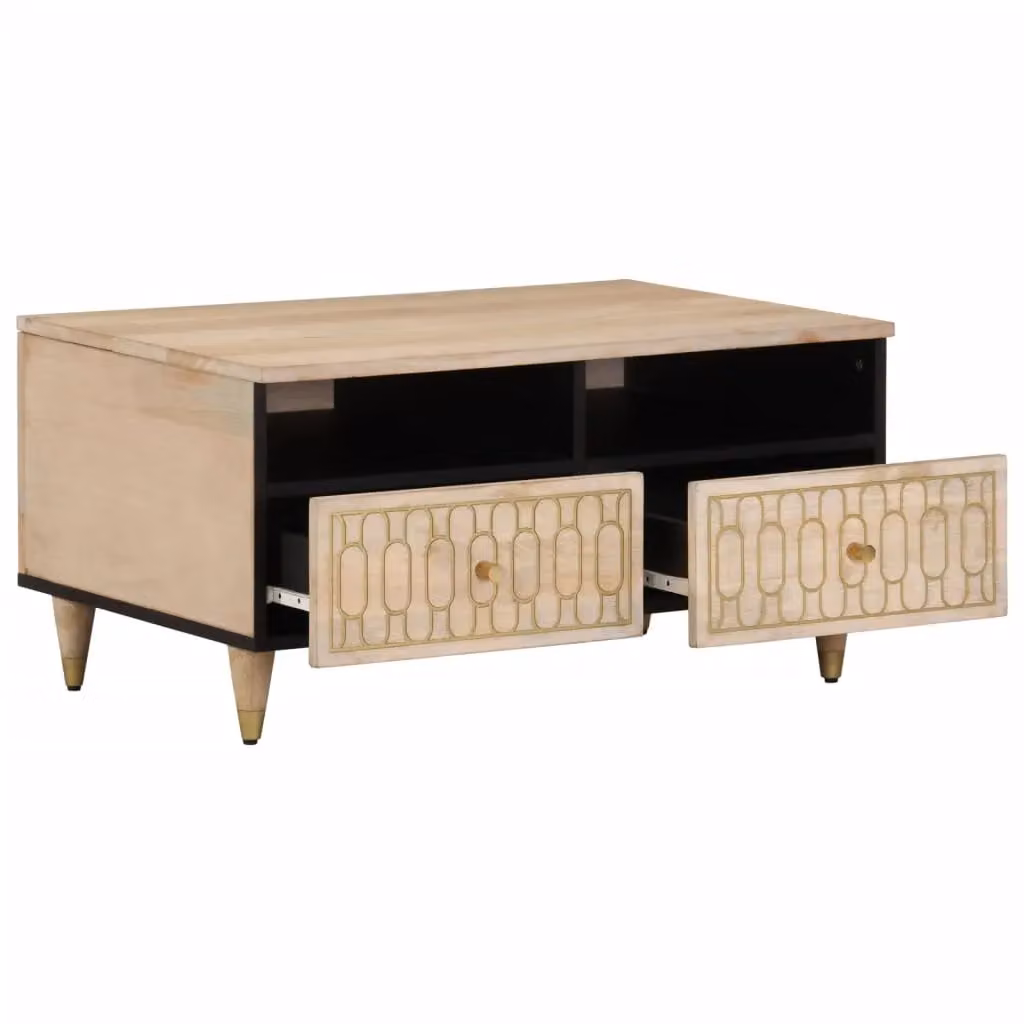 Berkfield Home Mango Wood Coffee Table in Brown, W: 80 cm, D: 54 cm, H: 40 cm – 2