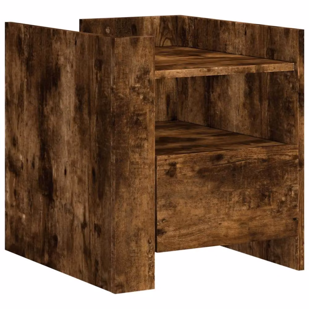 Berkfield Home Decorative Bedside Cabinet in Smoked Oak Brown, W/D/H: 45 x 50 x 50 cm – 3