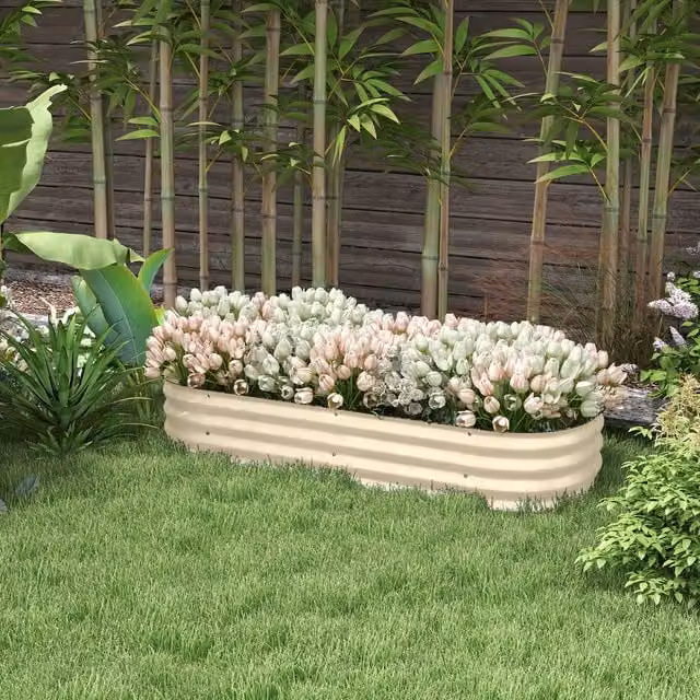 Outsunny Raised Garden Bed with Safety Edging in White, W/D/H: 150 x 62 x 30 cm