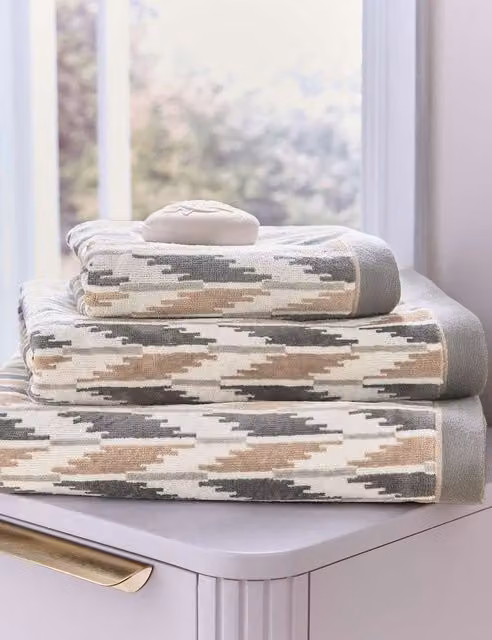 Bedeck of Belfast Osanna Fluffy Pure Cotton Terry Towel in Anthracite, Beige and Grey