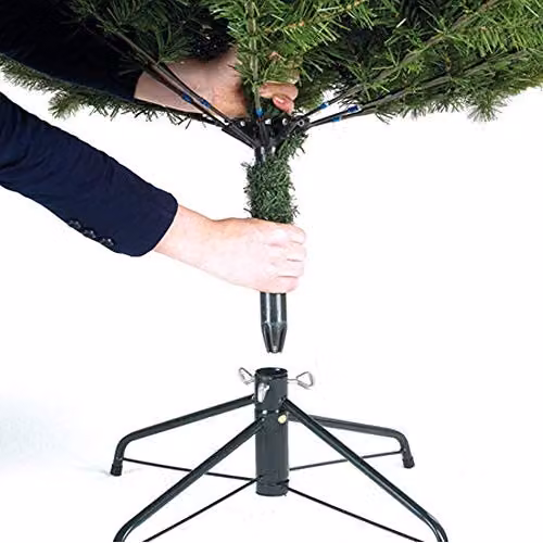 SHATCHI Green Bushy Imperial Pine Artificial Deluxe Christmas Tree with Hinged Branches and Metal Stand, Height: 240 cm – 4