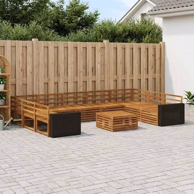 Berkfield Home 10 Piece Outdoor Sofa Set in Brown Natural Solid Acacia Wood