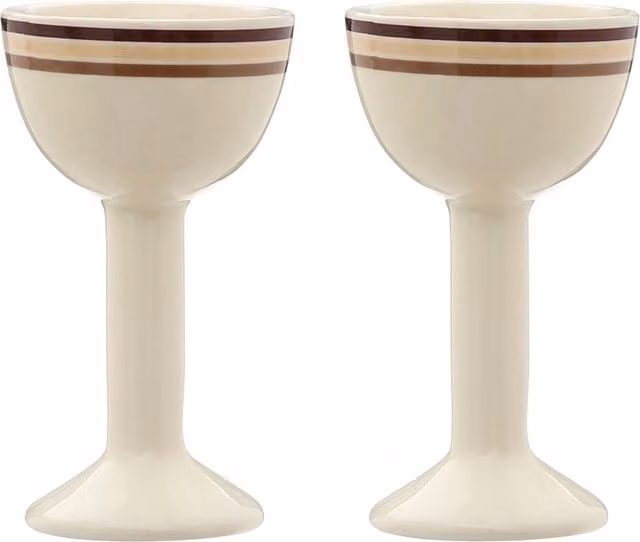 Orsina Neapolitan Set of Two Ceramic Egg Cups in Beige and White