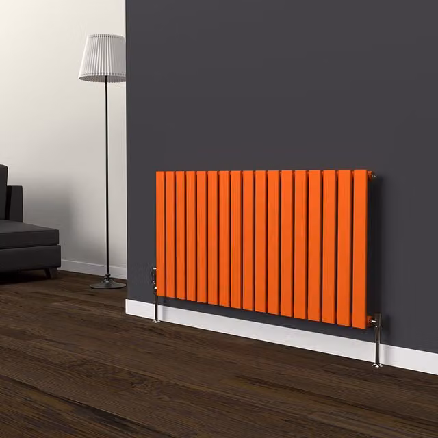 Lux Heat Flat Horizontal Coloured Steel Radiator in Sunburst Orange, W: 119 cm, H: 60 cm