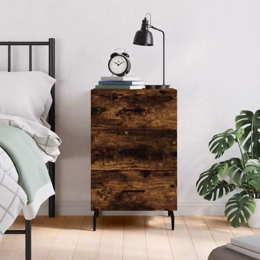 Berkfield Home Smoked Oak Bedside Cabinet in Brown, W/D/H: 40 x 40 x 66 cm – 2