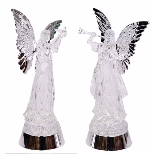 Shatchi Christmas LED Light Up Angel Figure Snowglobe with Swirling Glitter, Height: 33 cm