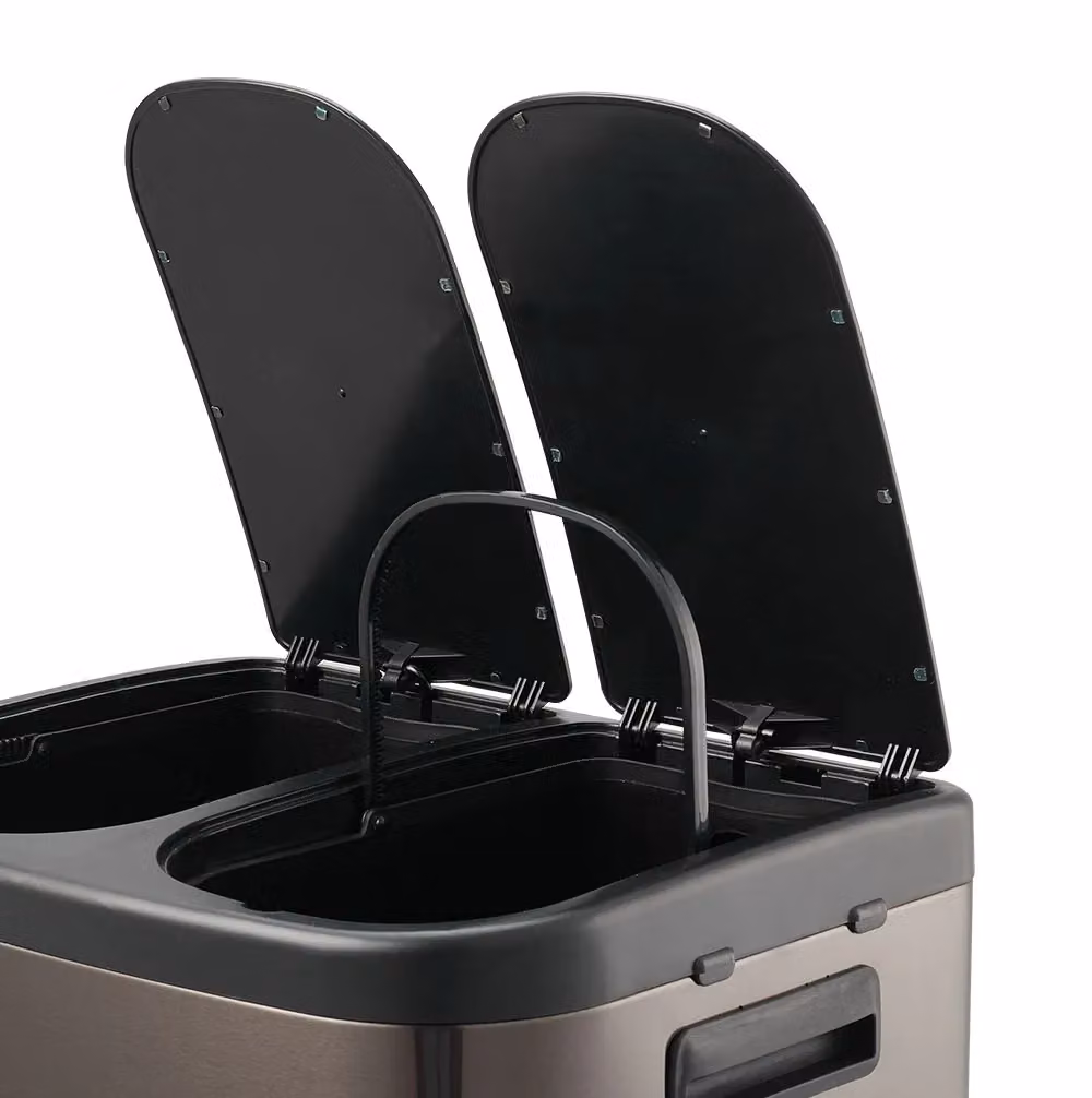 Living and Home 20L Stainless Steel 2-Compartment Pedal Bin with Dry and Wet Separation in Black – 2