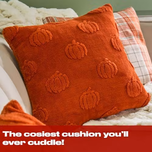 OHS Set of 2 Tufted Pumpkin Cushion Covers in Orange, W/D/H: 45 x 45 x 45 cm – 3