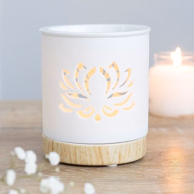 Gloriously Good White Ceramic Floral Oil Burner and Wax Melt Tabletop Tealight Holder