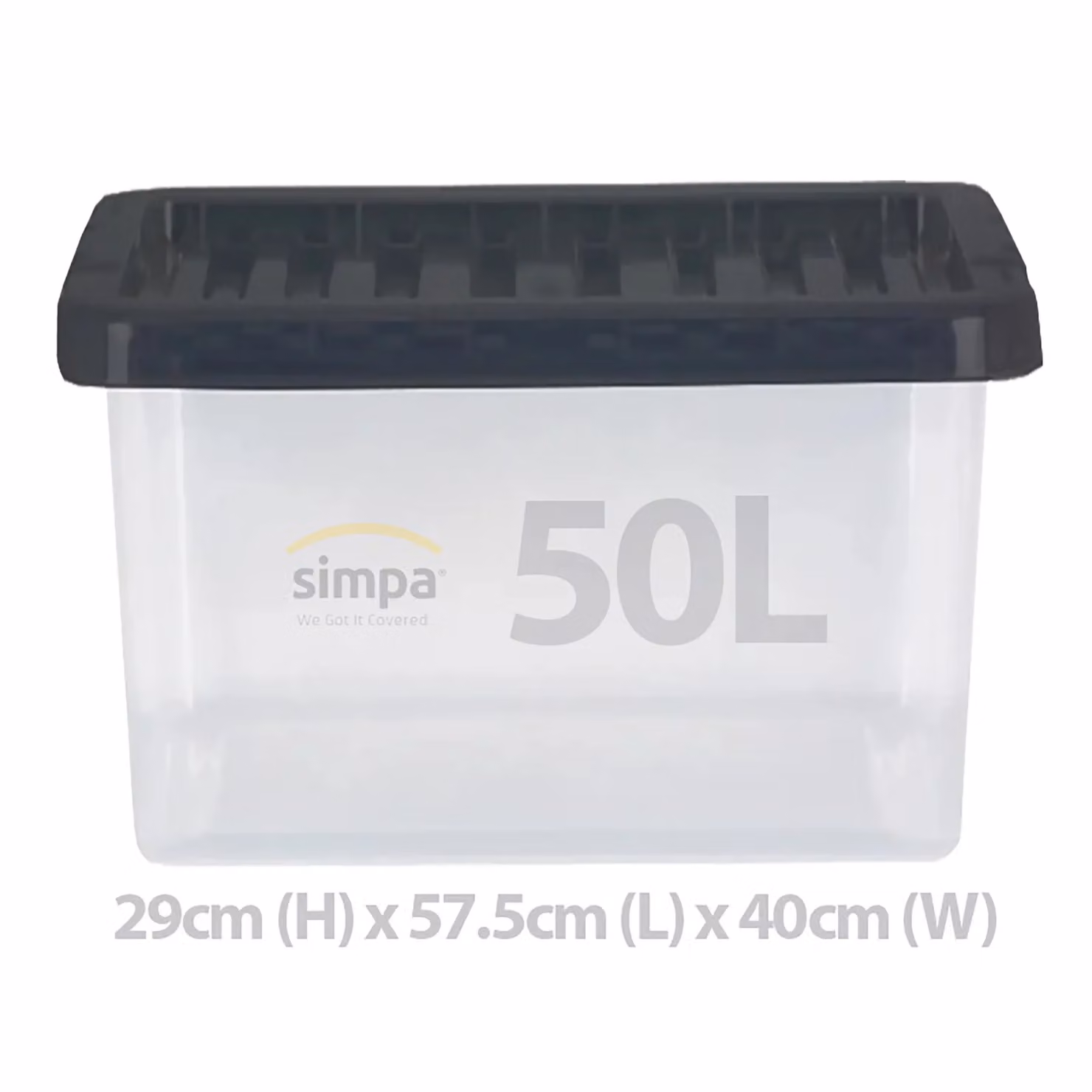 Simpa Set of 5 Stackable Plastic Storage Boxes with Lids, 50L, Transparent – 2