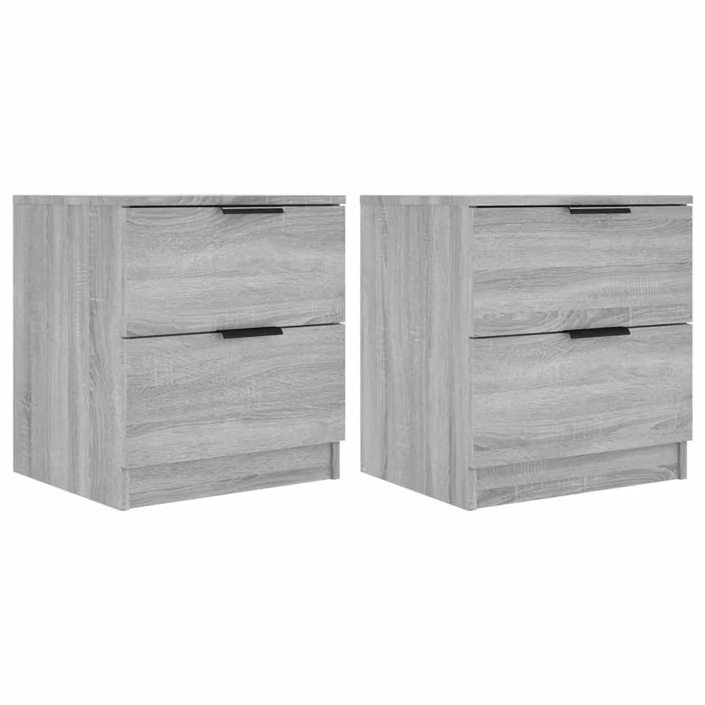 Berkfield Home Set of 2 Modern Wall Mounted Bedside Cabinets in Grey Sonoma Matt MDF – 2