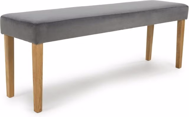 Shankar Grey Velvet Upholstered Oak Wood Backless Bench