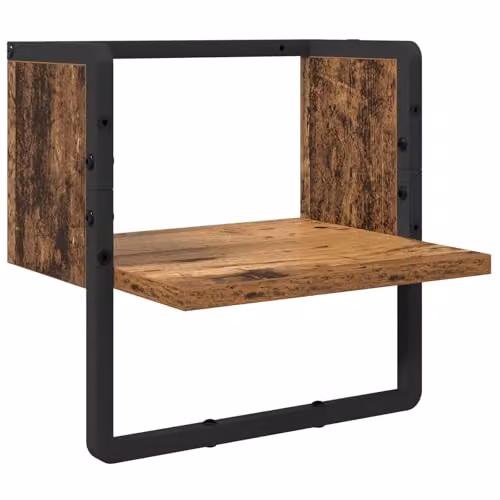 vidaXL Set of 4 Wall-Mounted Shelves in Old Wood and Metal, Brown, W: 65 cm, D: 25 cm, H: 30 cm – 5