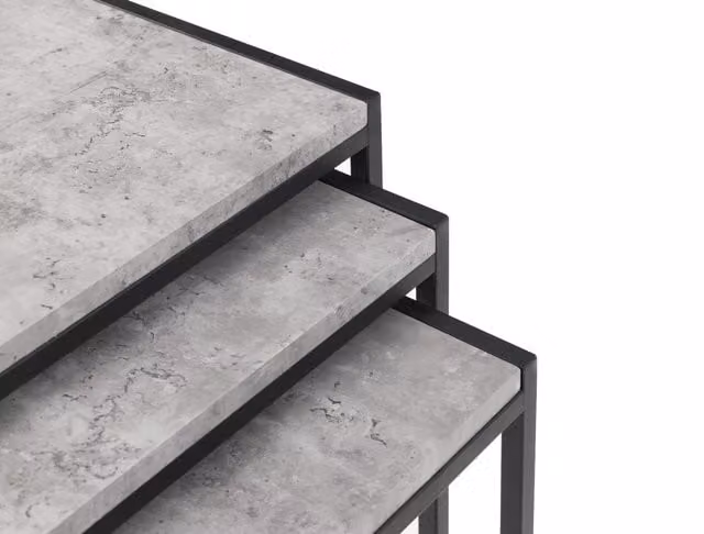 netfurniture Oyster Nest of 3 Concrete Tables in Black and Grey