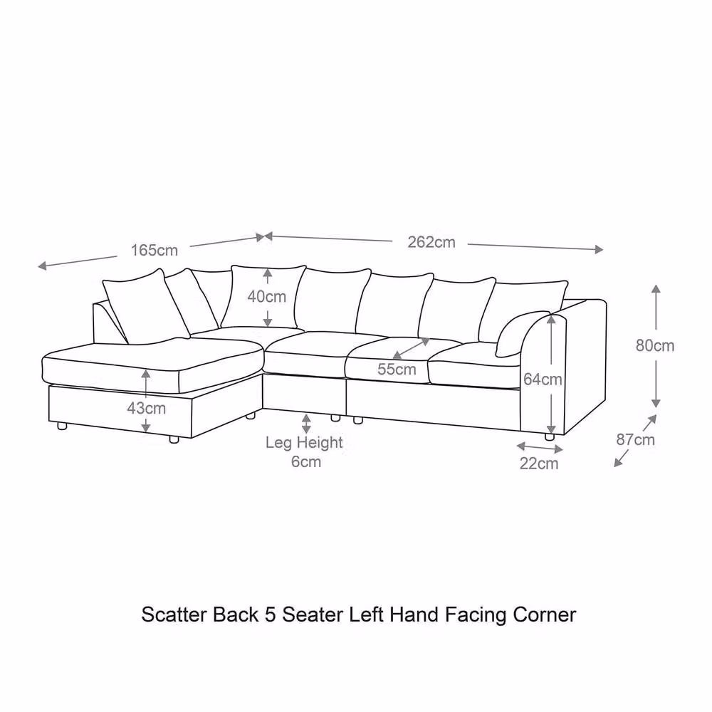Furnishings For Less UK Monaco Green Chenille Fabric Large 5 Seater L Shaped Corner Sofa, Left Hand Facing – 3