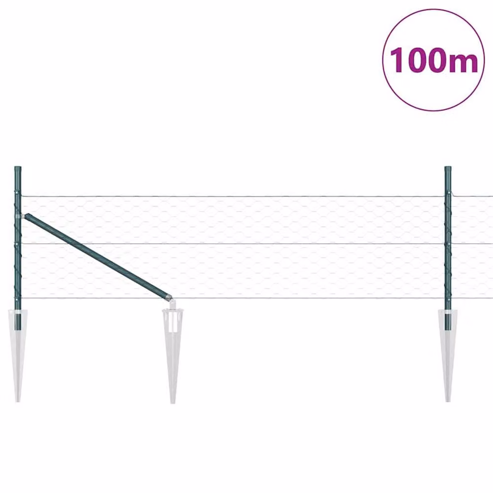 Berkfield Home Green Powder-Coated Steel Hexagon Fence, W: 0.5 m x L: 100 m – 2